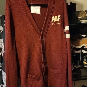 Abercrombie & Fitch dark red cardigan